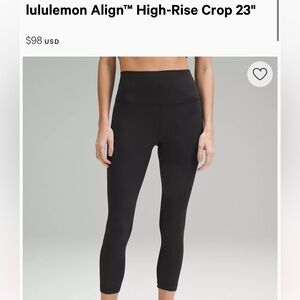 Lulu lemon align cropped leggings, excellent condition